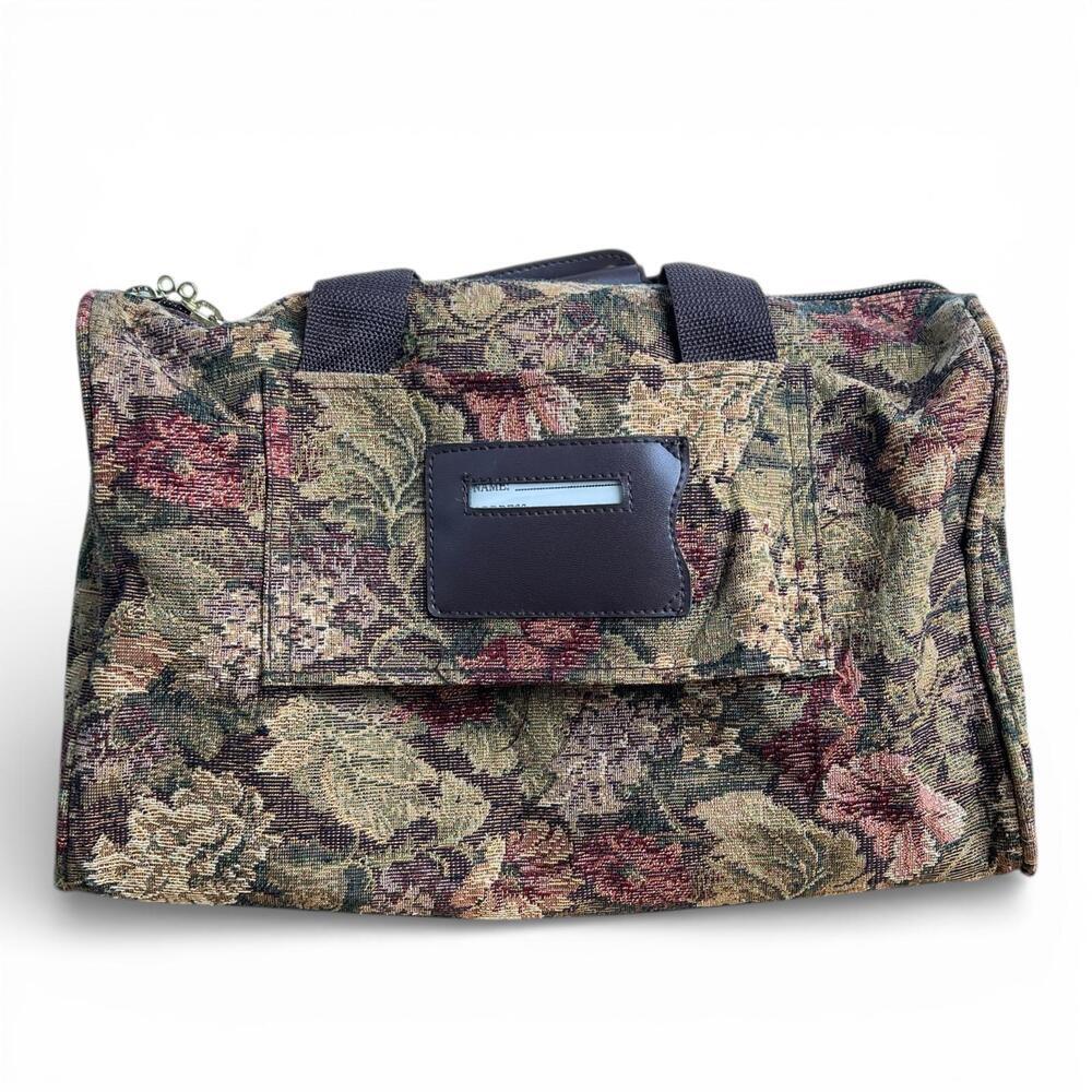90s Pierre Cardin Floral Tapestry Handbag with Double Zipper